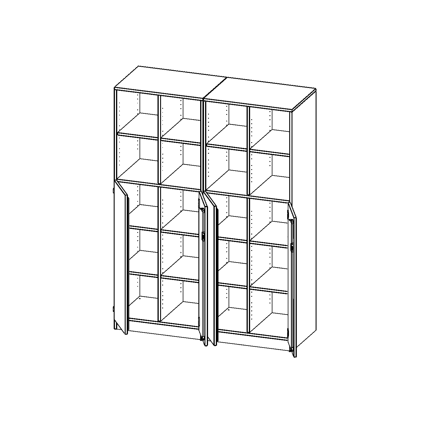 ErgoTray combikast, vier rijen, twee delen, 5 ordnerhoogtes - evo180 serie