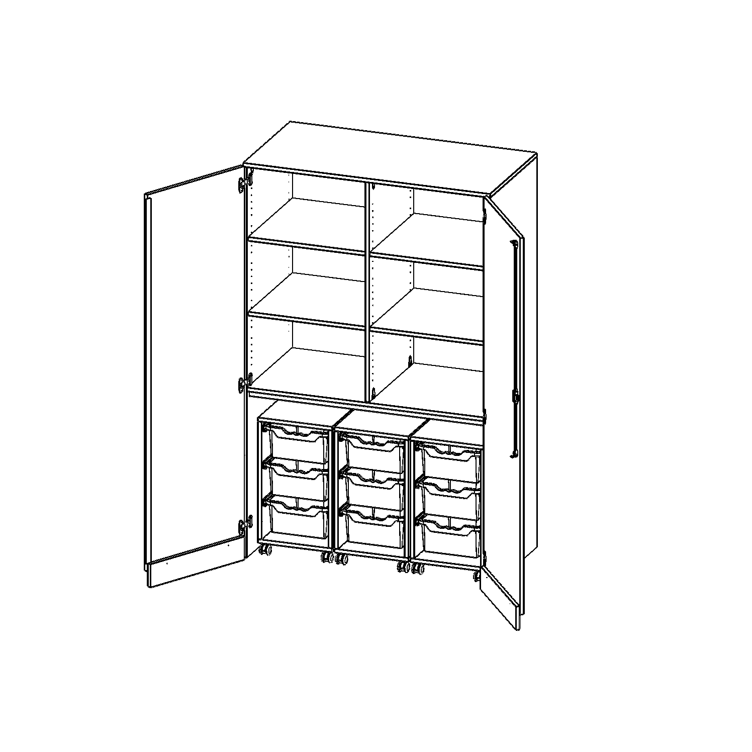 Garagekast zonder onderstel, 5 ordnerhoogtes - serie evo180