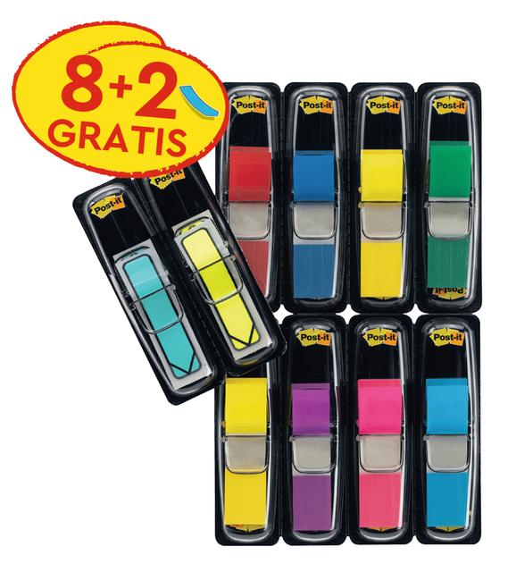 Indextabs 3M Post-it 683 11.9x43.2mm 8 kleuren assorti + 2 sets pijlvorm gratis