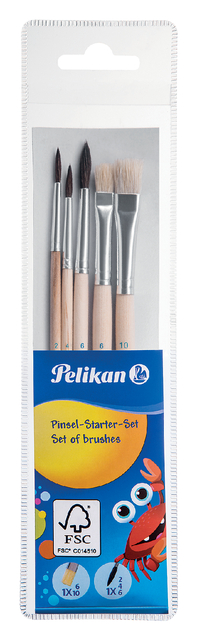 Penseel Pelikan starterset assorti blister à 5 stuks