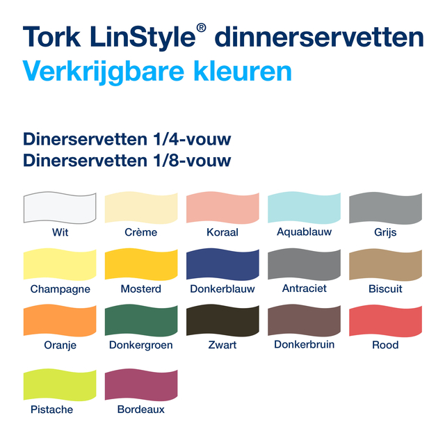 Dinerservet Tork Linstyle Premium 1/4 vouw 1-laags 390x390mm 50 vel wit 478711