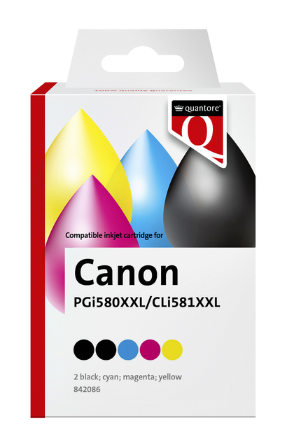 Inktcartridge Quantore alternatief tbv Canon PGI-580XXL CLI-581XXL 2x zwart + 3 kleuren