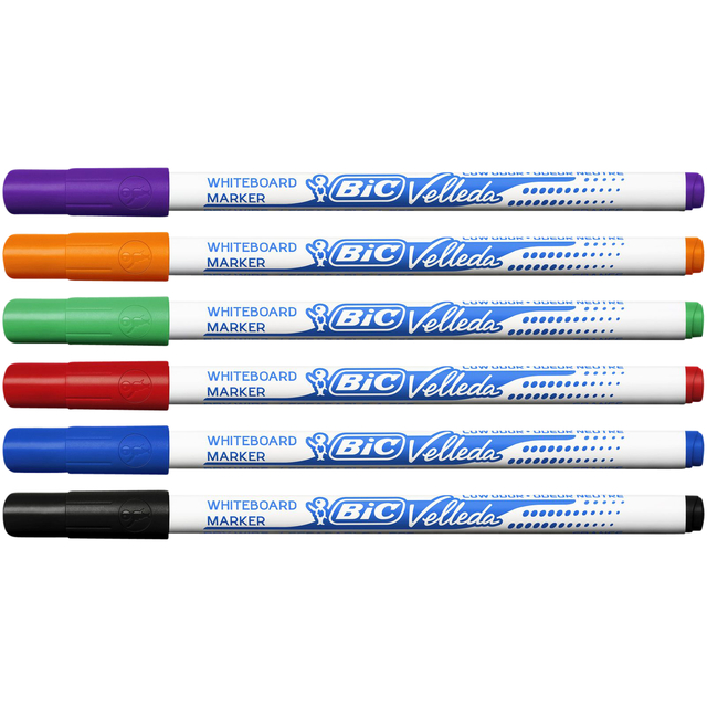 Whiteboardmarker Bic Velleda 1721 rond fijn assorti blister à 8 stuks