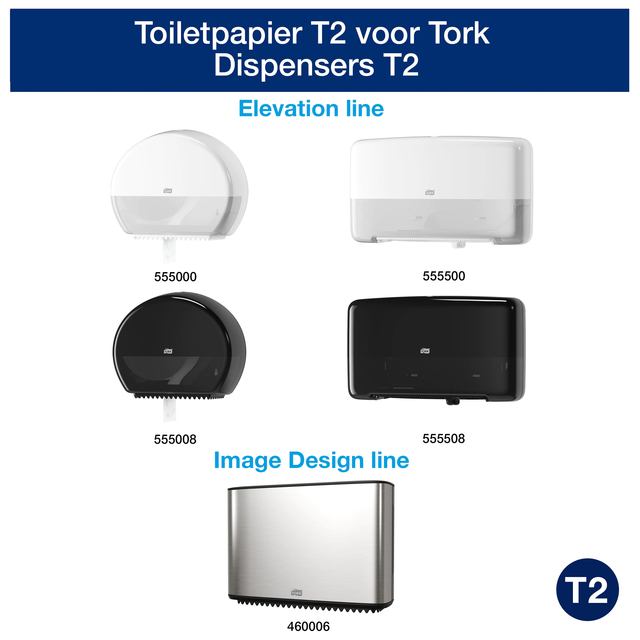 Toiletpapier Tork T2 Advanced jumbo klein 2-laags 170m wit 120280