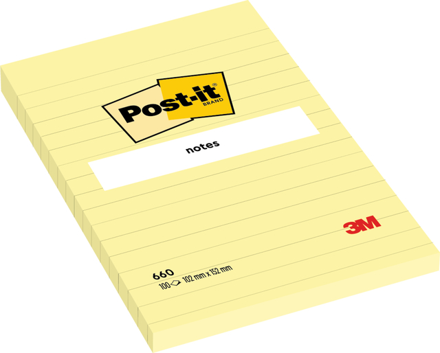 Memoblok Post-it 660 lijn 102x152mm canary yellow