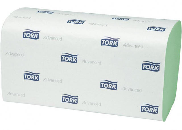 Handdoek Tork H3 Advanced singlefold 2-laags 248x230mm 15x250 vel groen 290179