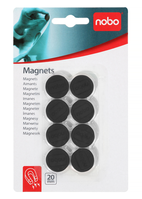 Magneet Nobo 20mm 120gr zwart 8 stuks