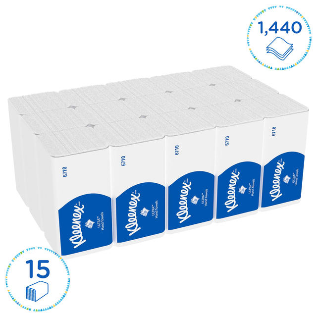 Handdoek Kleenex Ultra i-vouw 3-laags 215x318mm 15x96 vel wit 6710