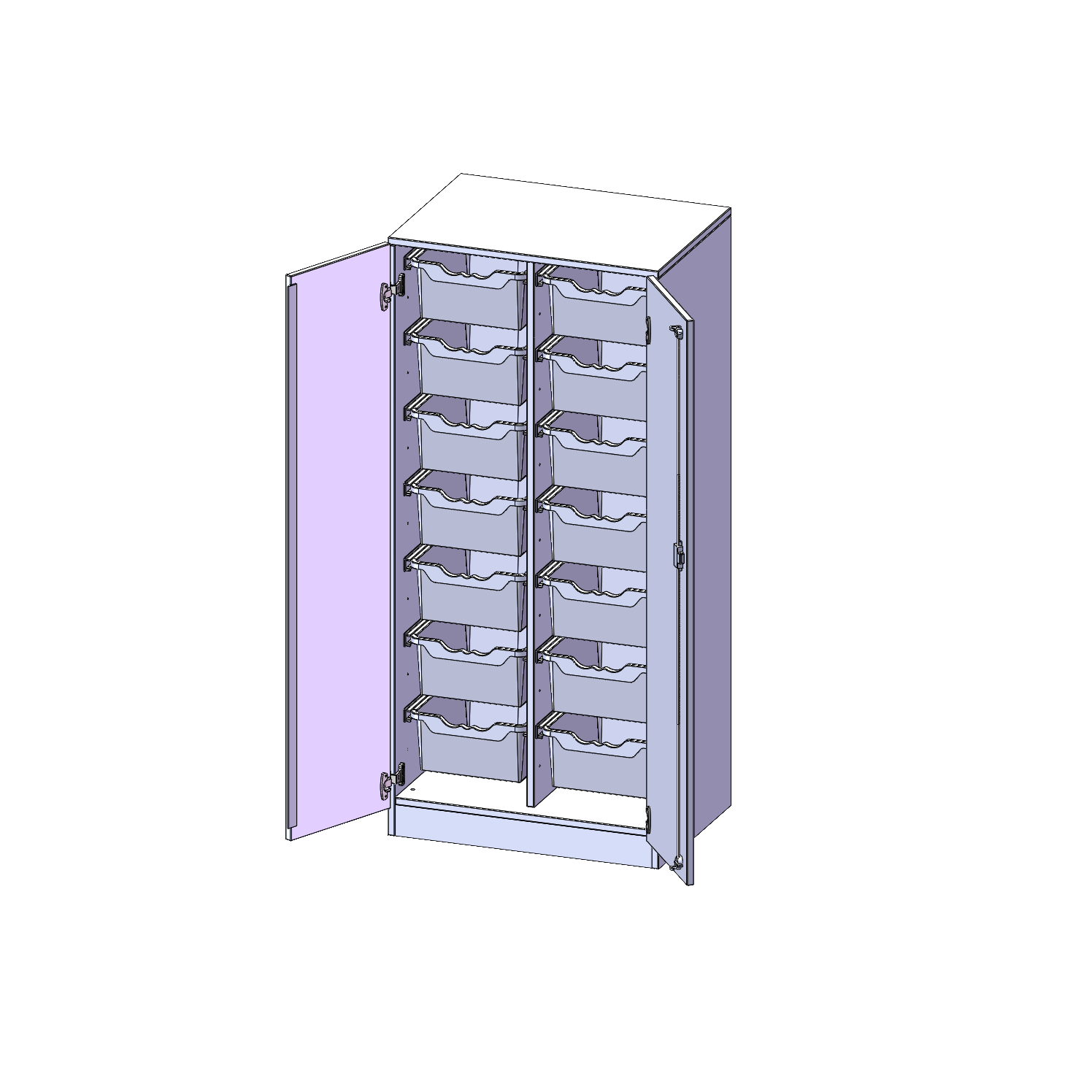 ErgoTray kast, twee rijen, 4 ordnerhoogtes - evo180 serie