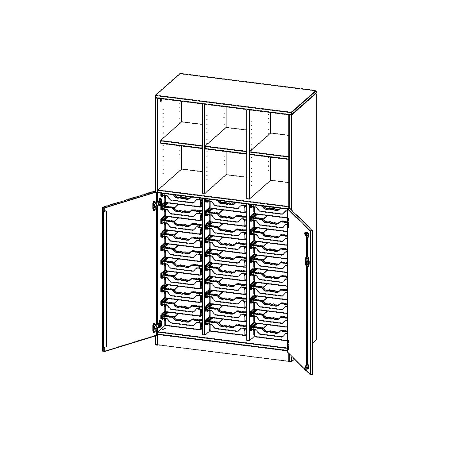 ErgoTray combikast, drie rijen, 5 ordnerhoogtes - evo180 serie