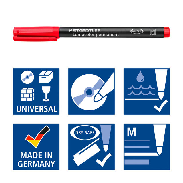 Viltstift Staedtler Lumocolor 317 permanent M set à 3 +1 stuk gratis