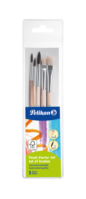 Penseel Pelikan starterset assorti blister à 5 stuks