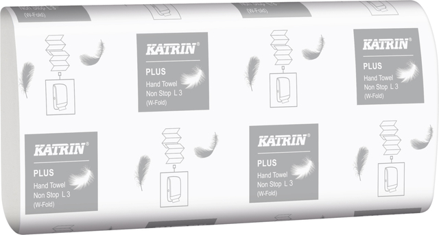 Handdoek Katrin Plus w-vouw 3-laags 203x320mm 25x90 vel wit 61600