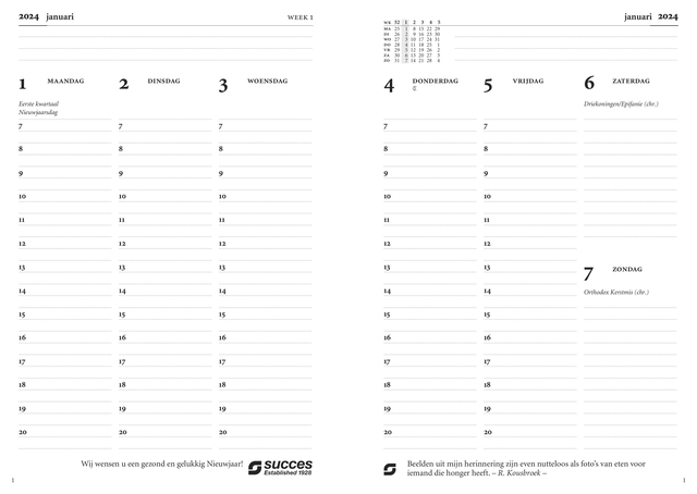 Agendavulling 2025 Succes Executive A5 7dagen/2pagina's