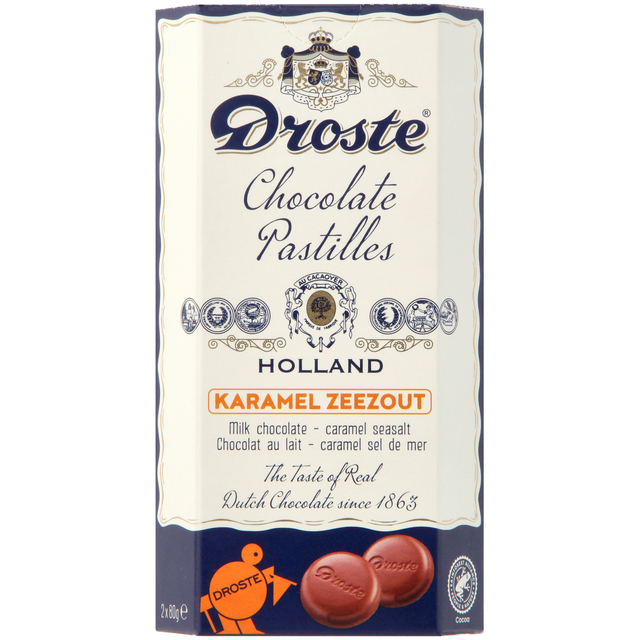 Chocolade Droste duopack pastilles melk karamel zeezout 160gr