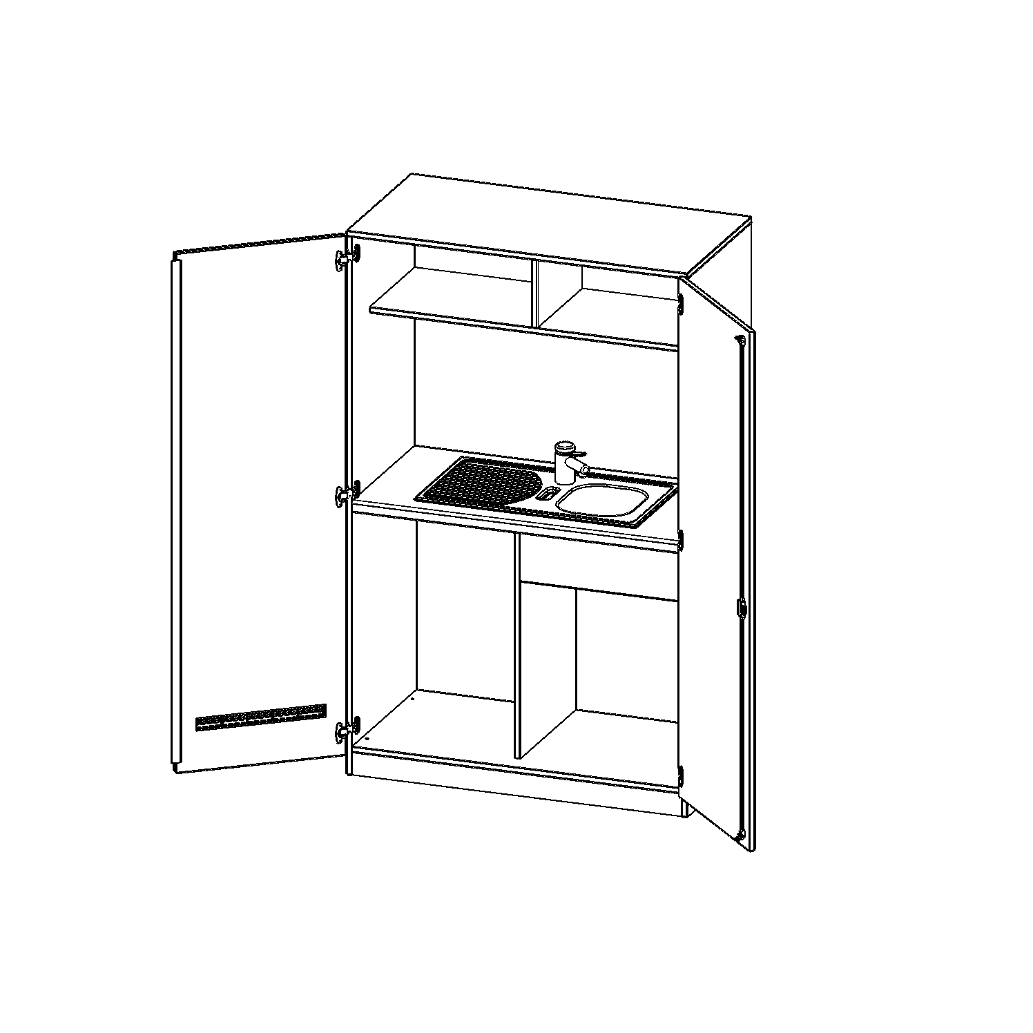 Kastkeuken, 5 ordnerhoogtes - Serie evo180