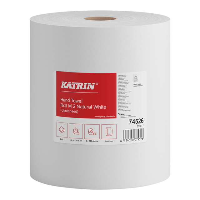 Handdoekrol Katrin medium 2-laags 300m wit 74526