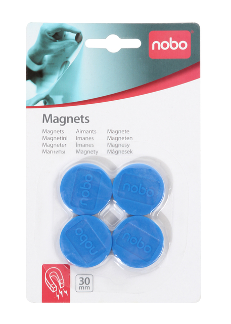 Magneet Nobo 30mm 700gr blauw 4 stuks