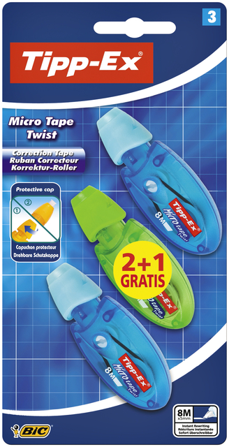 Correctieroller Tipp-ex micro twist 5mmx8m blister 2+1 gratis