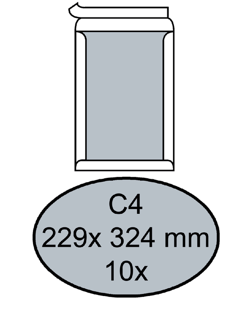 Envelop Quantore bordrug C4 229x324mm zelfklevend wit 10 stuks