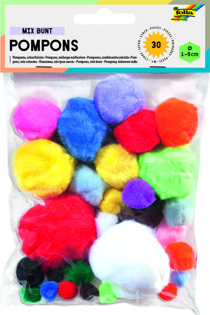 Pompon Folia 30 stuks diverse kleuren en afmetingen 30 stuks