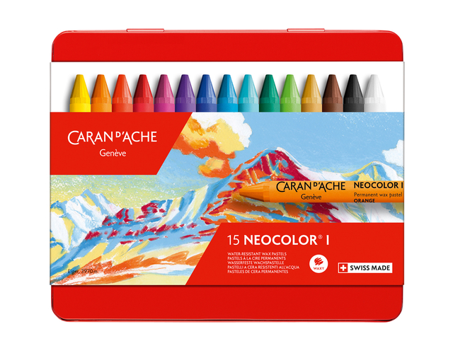 Waskrijt Caran d'Ache neocolor-I 15 stuks assorti