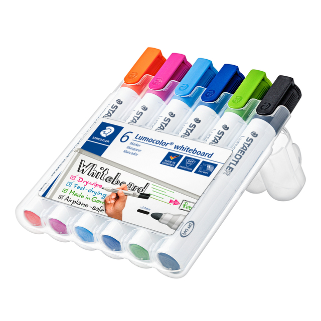 Viltstift Staedtler Lumocolor 351 whiteboard set à 6 stuks assorti