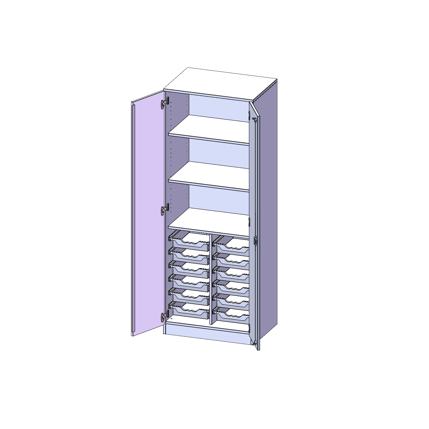 ErgoTray kast, twee rijen, 5 ordnerhoogtes - evo180 serie