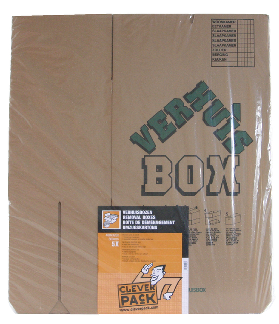 Verhuisdoos CleverPack bedrukt 480x320x360mm pak à 5 stuks