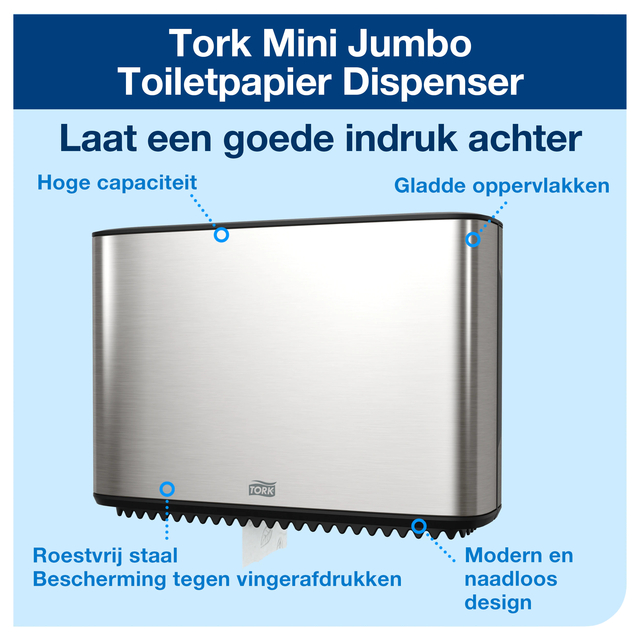 Toiletpapierdispenser Tork T2 Image Line jumbo klein zilver 460006