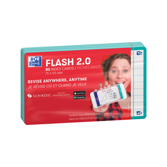 Flashcard Oxford 2.0 75x125mm 80 vel 250gr lijn mint