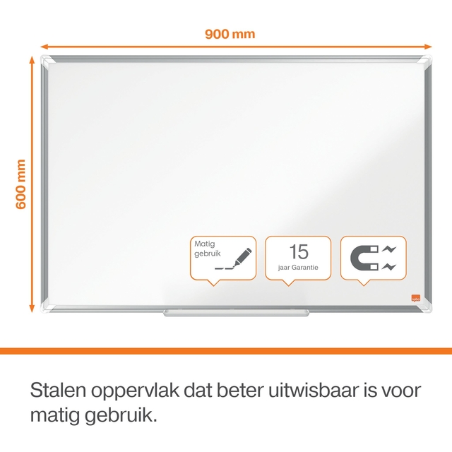 Whiteboard Nobo premium plus 900x600 staal