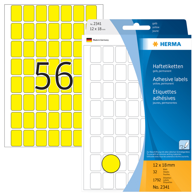 Etiket HERMA 2341 12x18mm geel 1792stuks