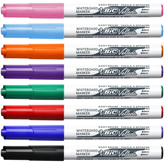 Viltstift Bic Velleda 1748 whiteboard rond medium assorti blister à 8 stuks