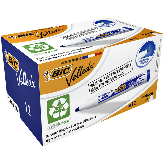 Whiteboardmarker Bic Velleda 1701 rond large blauw