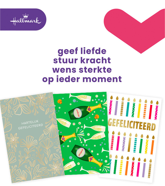 Wenskaart Hallmark navulset felicitatie 6 kaarten