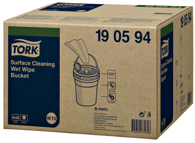 Reinigingsdoek Tork W15 Premium emmer 1-laags 58 vel wit 190594