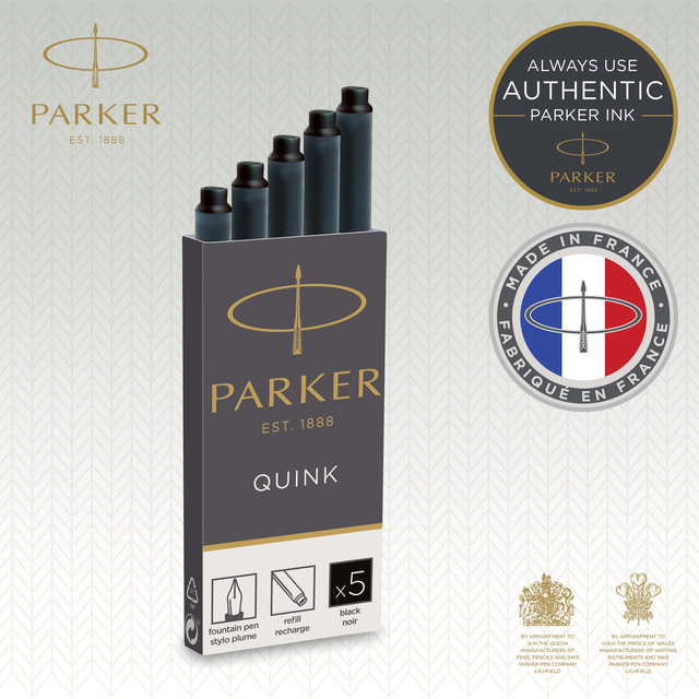 Inktpatroon Parker Quink zwart blister à 10 stuks