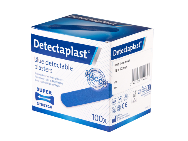 Elastische blauwe textielpleister Detectaplast 19x72mm 100 stuks