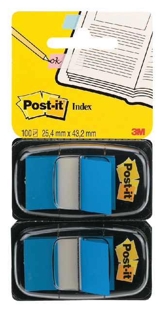 Indextabs Post-it 680 25.4x43.2mm duopack blauw 2x 50 tabs