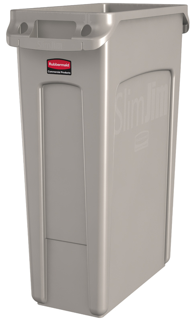 Afvalbak Rubbermaid Slim Jim Vented met luchtsleuven 87L grijs