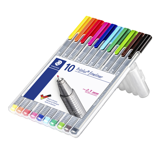 Fineliner Staedtler Triplus 334 assorti 0.3mm 10 stuks