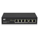 ACT 6 poorts, netwerkswitch, 10/100Mbps. 4x PoE+ (30W) poorten