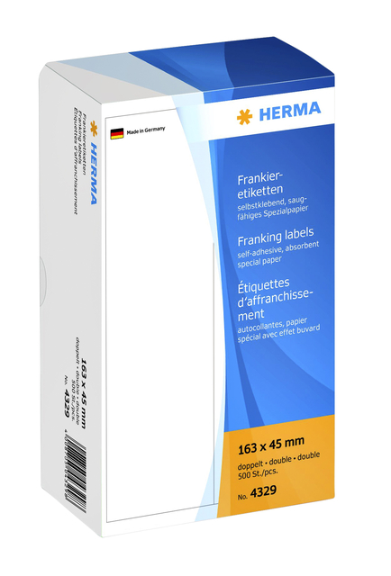 Frankeeretiket HERMA 4329 dubbel 163x45mm 500stuks