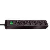 Brennenstuhl Eco-Line, stekkerdoos, 6 sockets, 1.5m, zwart, met schakelaar