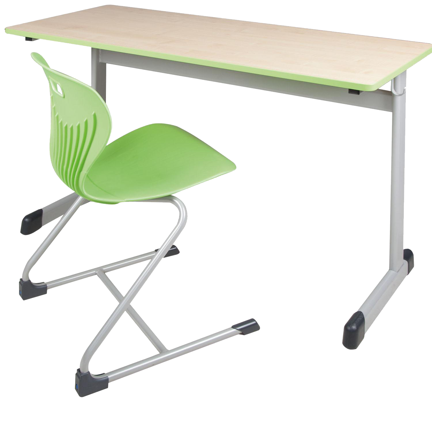 Tweezits tafel 130x65 cm model T, melaminehars gecoat tafelblad met PU rand