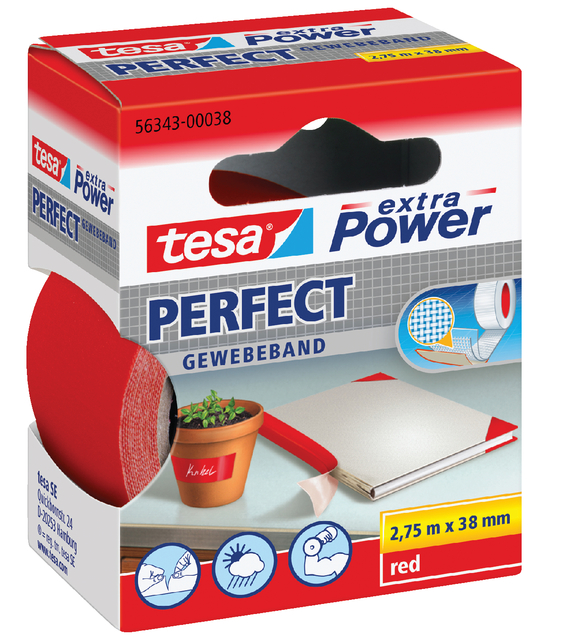 Textieltape tesa® extra Power Perfect 2.75mx38mm rood