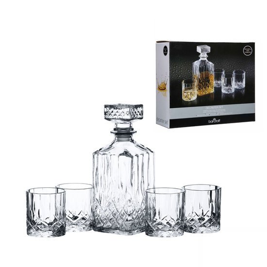 Whiskey Decanter Set - 5 delig - Whisky karaf 900ml met 4 glazen