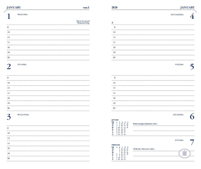 Agenda 2025 Ryam Memoplan 7 Mundior 7dagen/2pagina's zwart