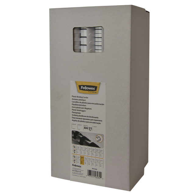 Bindrug Fellowes 6mm 21rings A4 wit 100 stuks